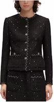 (Women) KARL LAGERFELD SS24 Black Tweed Single-Breasted Long Sleeve Jacket E41W1519 (Women) KARL LAGERFELD SS24 Black Tweed Single-Breasted Long Sleeve Jacket E41W1519