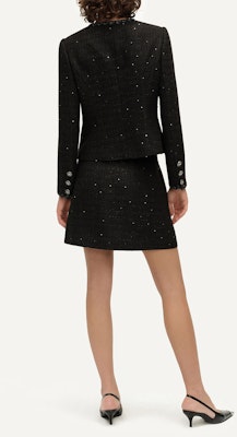 (Women) KARL LAGERFELD SS24 Black Tweed Single-Breasted Long Sleeve Jacket E41W1519 Shop (Women) KARL LAGERFELD SS24 Black Tweed Single-Breasted Long Sleeve Jacket E41W1519