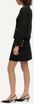 (Women) KARL LAGERFELD SS24 Black Tweed Single-Breasted Long Sleeve Jacket E41W1519 Purchase (Women) KARL LAGERFELD SS24 Black Tweed Single-Breasted Long Sleeve Jacket E41W1519
