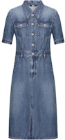 (Women) KARL LAGERFELD SS24 Blue A-Line Short Sleeve Shirt Dress. E41W1334 (Women) KARL LAGERFELD SS24 Blue A-Line Short Sleeve Shirt Dress. E41W1334