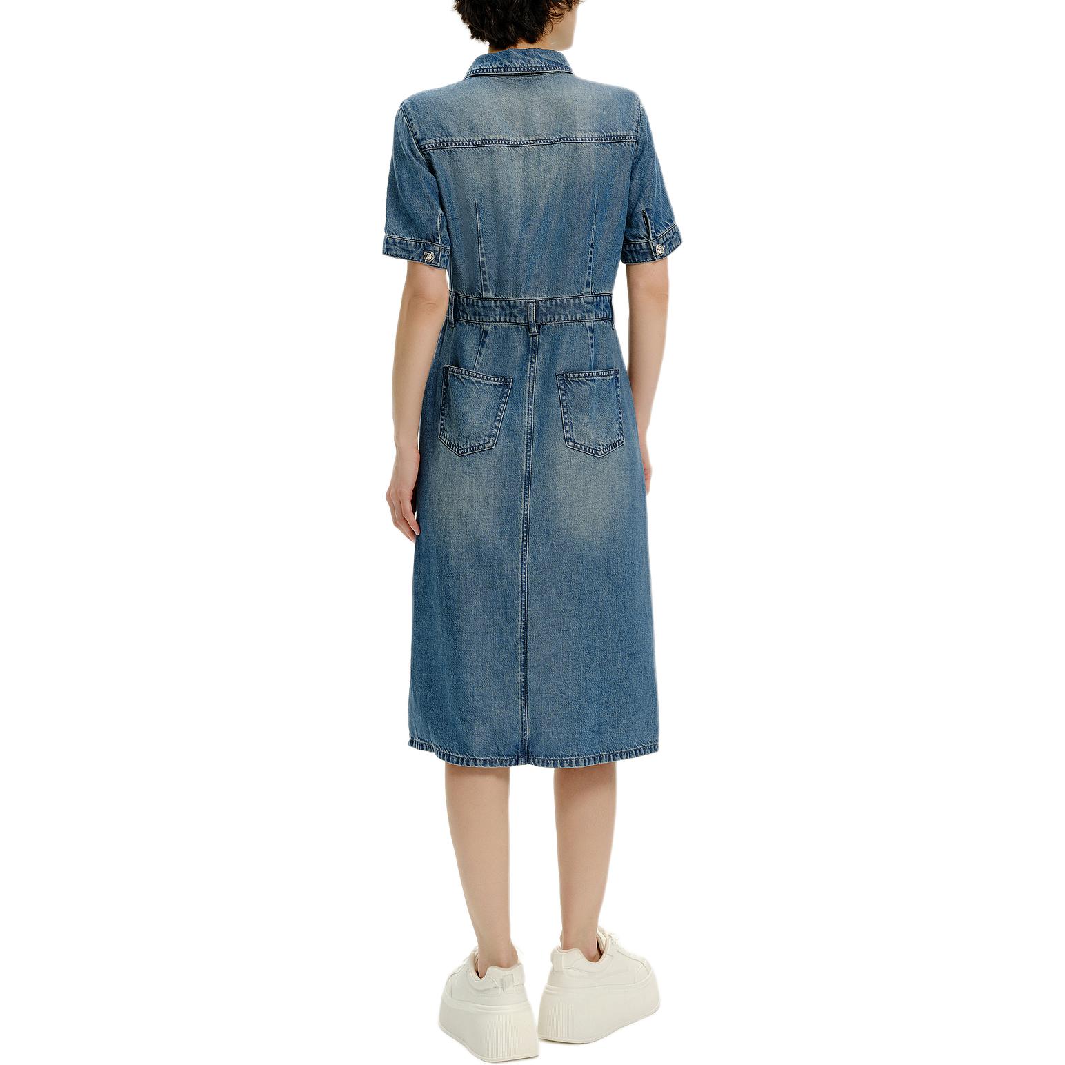 Shop (Women) KARL LAGERFELD SS24  Blue A-Line Short Sleeve Shirt Dress. E41W1334