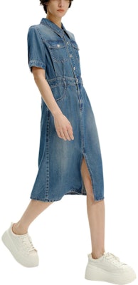 (Women) KARL LAGERFELD SS24 Blue A-Line Short Sleeve Shirt Dress. E41W1334 Purchase (Women) KARL LAGERFELD SS24 Blue A-Line Short Sleeve Shirt Dress. E41W1334