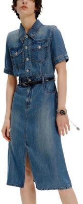 (Women) KARL LAGERFELD SS24 Blue A-Line Short Sleeve Shirt Dress. E41W1334 Details for (Women) KARL LAGERFELD SS24 Blue A-Line Short Sleeve Shirt Dress. E41W1334