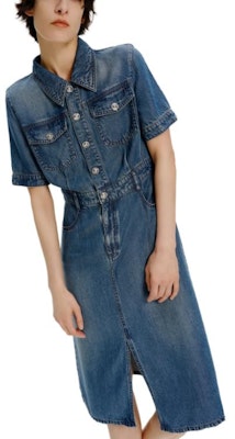 (Women) KARL LAGERFELD SS24 Blue A-Line Short Sleeve Shirt Dress. E41W1334 Cheap (Women) KARL LAGERFELD SS24 Blue A-Line Short Sleeve Shirt Dress. E41W1334