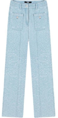 (Women) KARL LAGERFELD SS24 Blue Pleated Straight-Leg Zipper Jeans. 241L1108 Order (Women) KARL LAGERFELD SS24 Blue Pleated Straight-Leg Zipper Jeans. 241L1108