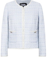 (Women) KARL LAGERFELD SS24 Blue Striped Tweed Long-Sleeve Jacket. E42W1503 (Women) KARL LAGERFELD SS24 Blue Striped Tweed Long-Sleeve Jacket. E42W1503