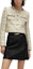 Lookbook (Women) KARL LAGERFELD SS24 Gold Tweed Short Jacket with Round Neck Buttons E41W1524