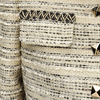 (Women) KARL LAGERFELD SS24 Gold Tweed Short Jacket with Round Neck Buttons E41W1524 Sizing (Women) KARL LAGERFELD SS24 Gold Tweed Short Jacket with Round Neck Buttons E41W1524