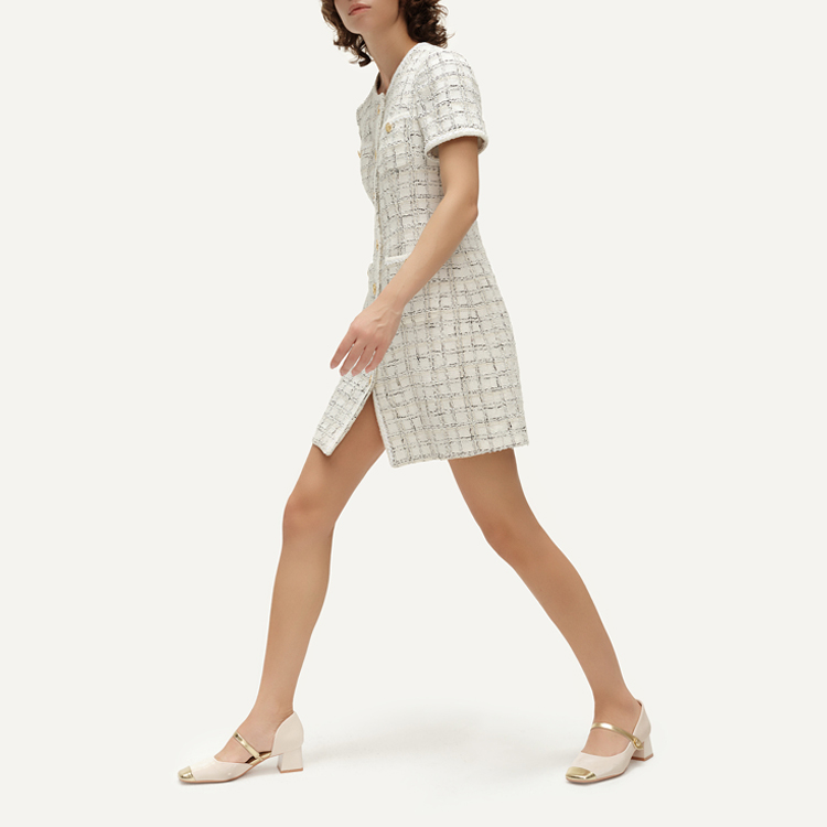 Purchase (W) 卡尔拉格斐 SS24 黑白格纹短袖连衣裙 E41W1318