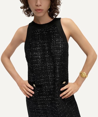 (Women) KARL LAGERFELD SS24 Sleeveless Tweed Short Dress Black 241E1340 Purchase (Women) KARL LAGERFELD SS24 Sleeveless Tweed Short Dress Black 241E1340