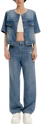 (Women) KARL LAGERFELD SS24 Washed Denim Short-Sleeve Jacket Blue E41W1516 Lookbook (Women) KARL LAGERFELD SS24 Washed Denim Short-Sleeve Jacket Blue E41W1516