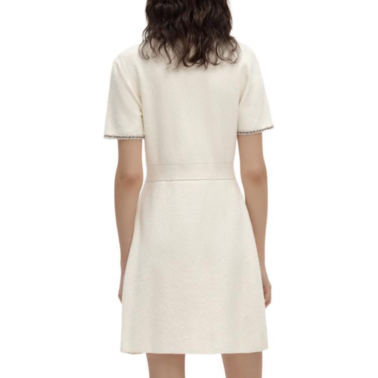 Sizing (Women) KARL LAGERFELD SS24  White A-Line Short Sleeve Dress with Lace Trim. E42W1349