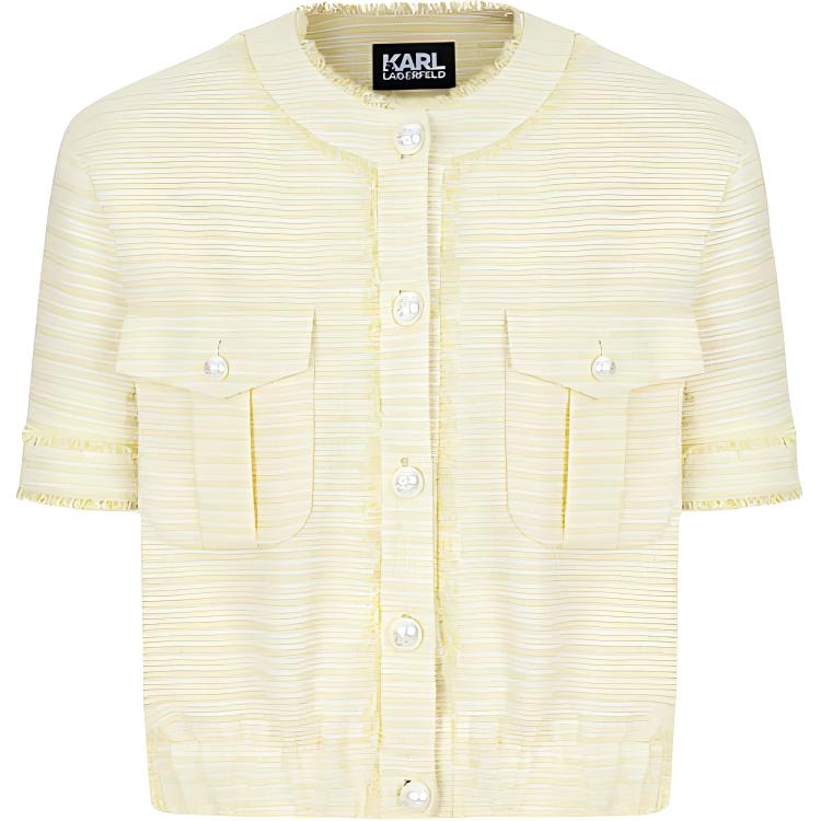 Order (Women) KARL LAGERFELD SS24  Yellow Short-Sleeve Pocket Jacket. 242E1538
