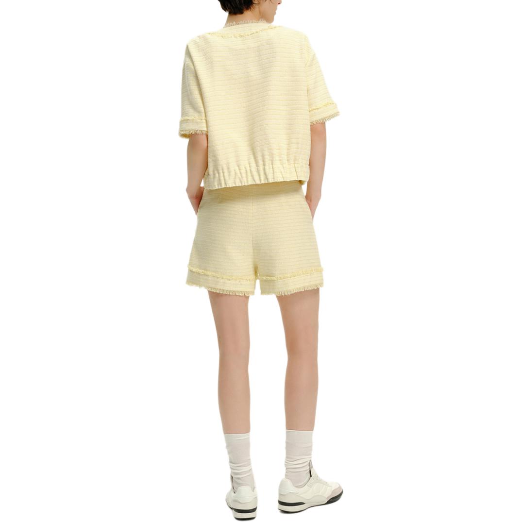 Shop (Women) KARL LAGERFELD SS24  Yellow Short-Sleeve Pocket Jacket. 242E1538