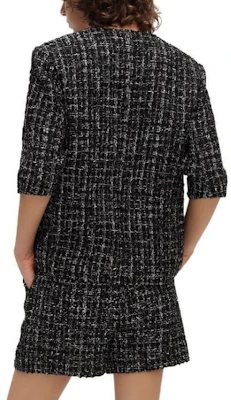 (W) カール ラガーフェルド SS24 ブラック ツイード Vネック 長袖 ジャケット E42W1531 Details for (W) カール ラガーフェルド SS24 ブラック ツイード Vネック 長袖 ジャケット E42W1531