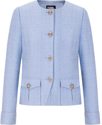 (W) 卡尔拉格斐 SS24 蓝色粗花呢长袖外套 E41W1513 Buy (W) 卡尔拉格斐 SS24 蓝色粗花呢长袖外套 E41W1513