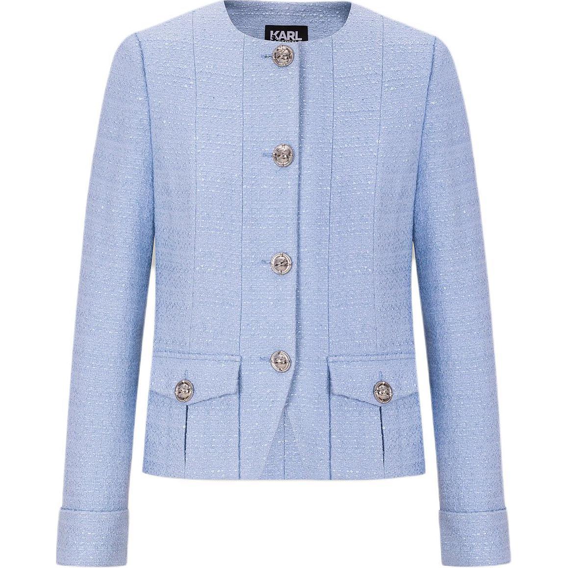 Order (W) 卡尔拉格斐 SS24 蓝色粗花呢长袖外套 E41W1513