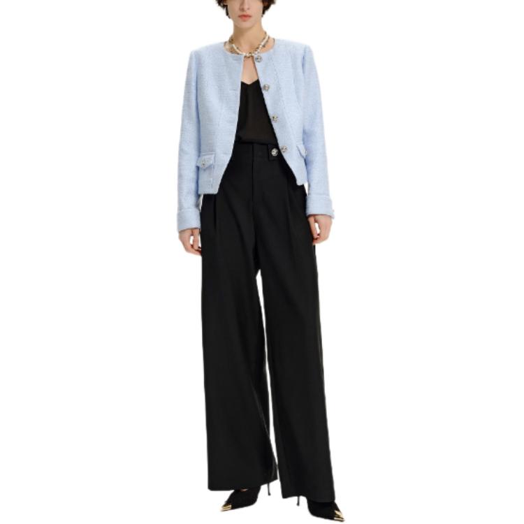 Lookbook (W) 卡尔拉格斐 SS24 蓝色粗花呢长袖外套 E41W1513