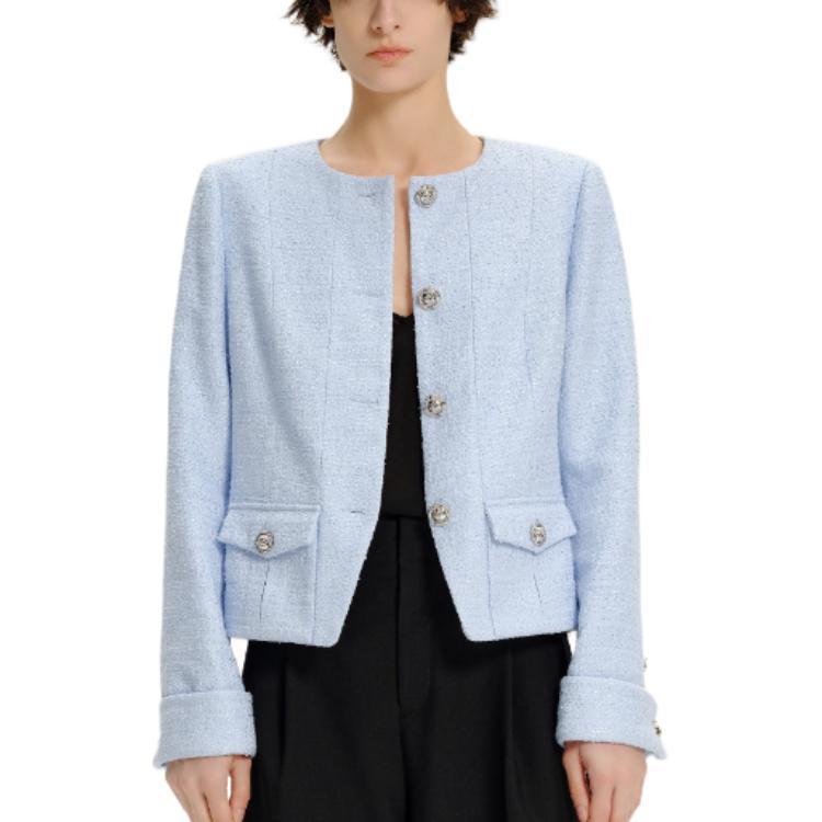 Sizing (W) 卡尔拉格斐 SS24 蓝色粗花呢长袖外套 E41W1513