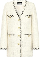 (Women) KARL LAGERFELD SS24 Contrast Lace V-Neck Long Sleeve Jacket Beige Women E41W1502 (Women) KARL LAGERFELD SS24 Contrast Lace V-Neck Long Sleeve Jacket Beige Women E41W1502