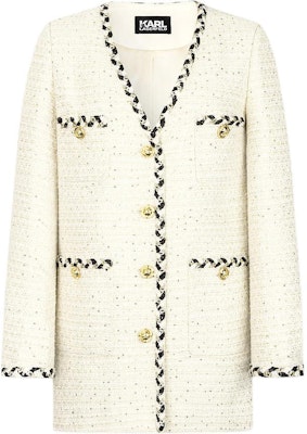 (Women) KARL LAGERFELD SS24 Contrast Lace V-Neck Long Sleeve Jacket Beige Women E41W1502 Buy (Women) KARL LAGERFELD SS24 Contrast Lace V-Neck Long Sleeve Jacket Beige Women E41W1502