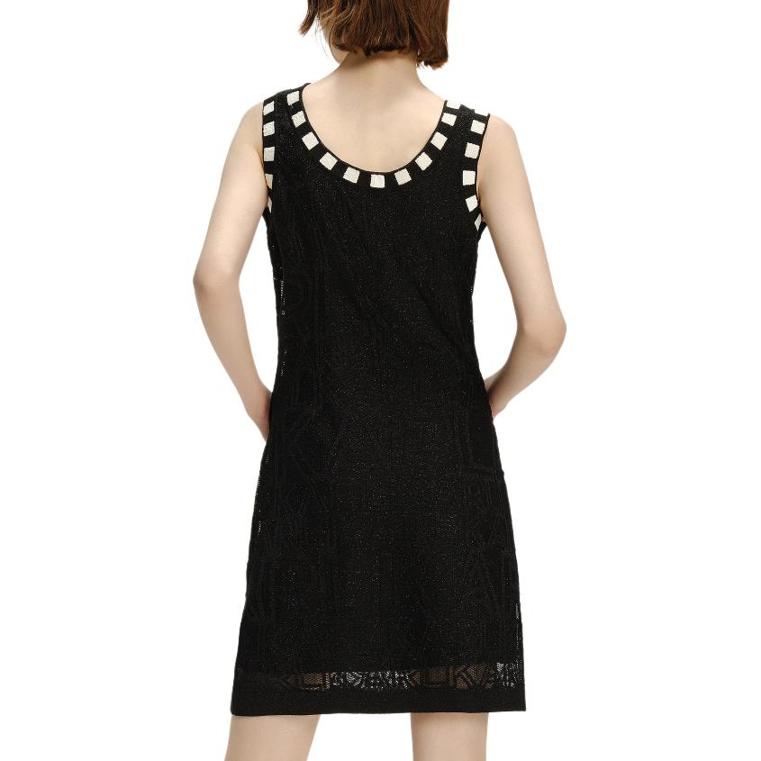 Shop (Women) KARL LAGERFELD SS24 Geometric Print Sleeveless Mini Dress Women Black 241L1338