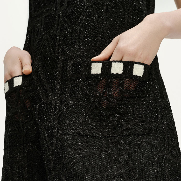 Sizing (Women) KARL LAGERFELD SS24 Geometric Print Sleeveless Mini Dress Women Black 241L1338