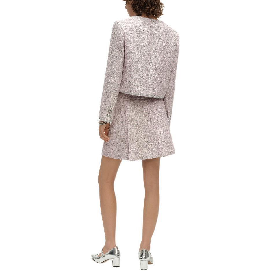 Shop (W) 卡尔拉格斐 SS24 粉色粗花呢短款长袖夹克 E41W1514