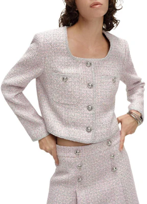 (W) 卡尔拉格斐 SS24 粉色粗花呢短款长袖夹克 E41W1514 Details for (W) 卡尔拉格斐 SS24 粉色粗花呢短款长袖夹克 E41W1514