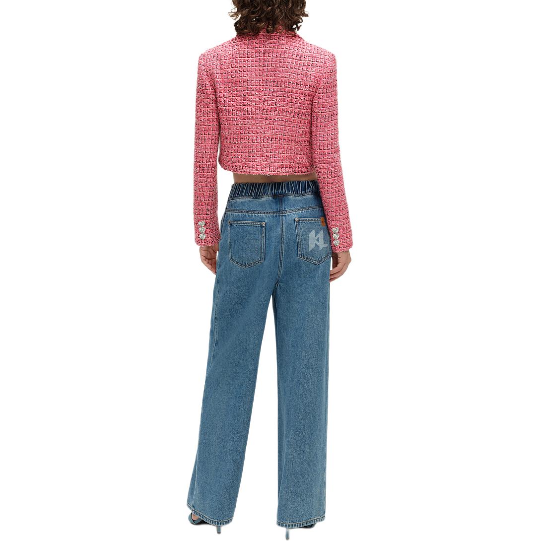 (Women) Karl Lagerfeld SS24 Pink Tweed Double-Breasted Short Jacket E41W1505 圖 5