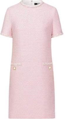 (W) 칼 라거펠트 SS24 핑크 트위드 반소매 미니 드레스 여성용. E41W1396 Buy (W) 칼 라거펠트 SS24 핑크 트위드 반소매 미니 드레스 여성용. E41W1396