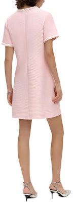 (W) 칼 라거펠트 SS24 핑크 트위드 반소매 미니 드레스 여성용. E41W1396 Purchase (W) 칼 라거펠트 SS24 핑크 트위드 반소매 미니 드레스 여성용. E41W1396