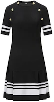 (Women) KARL LAGERFELD SS24 Striped Colorblock Midi Dress Black ( Short Sleeve). E42W1348 (Women) KARL LAGERFELD SS24 Striped Colorblock Midi Dress Black ( Short Sleeve). E42W1348
