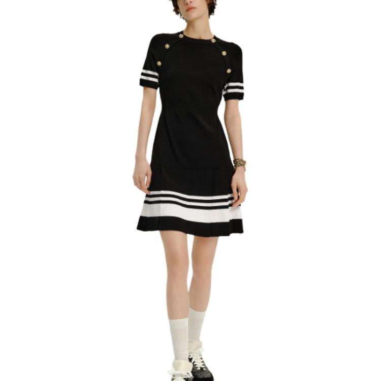 (Women) KARL LAGERFELD SS24 Striped Colorblock Midi Dress Black ( Short Sleeve). E42W1348 圖 3