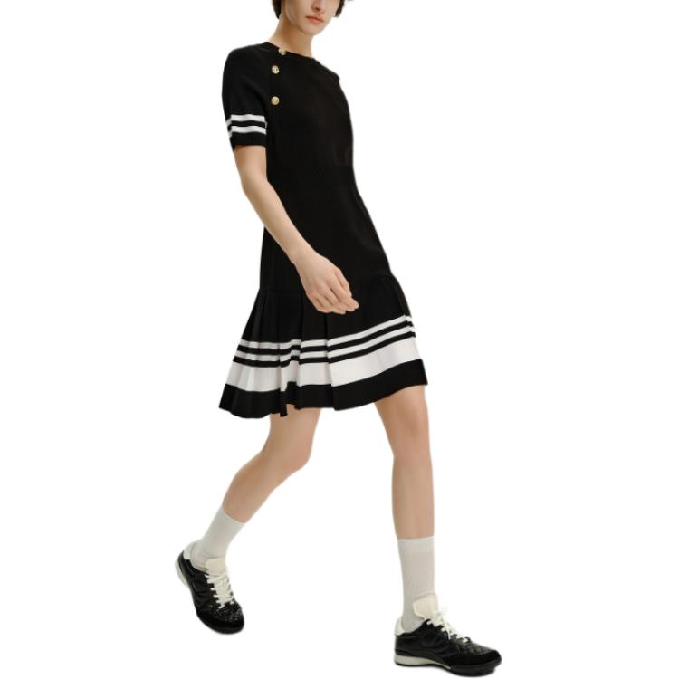 (Women) KARL LAGERFELD SS24 Striped Colorblock Midi Dress Black ( Short Sleeve). E42W1348 圖 5