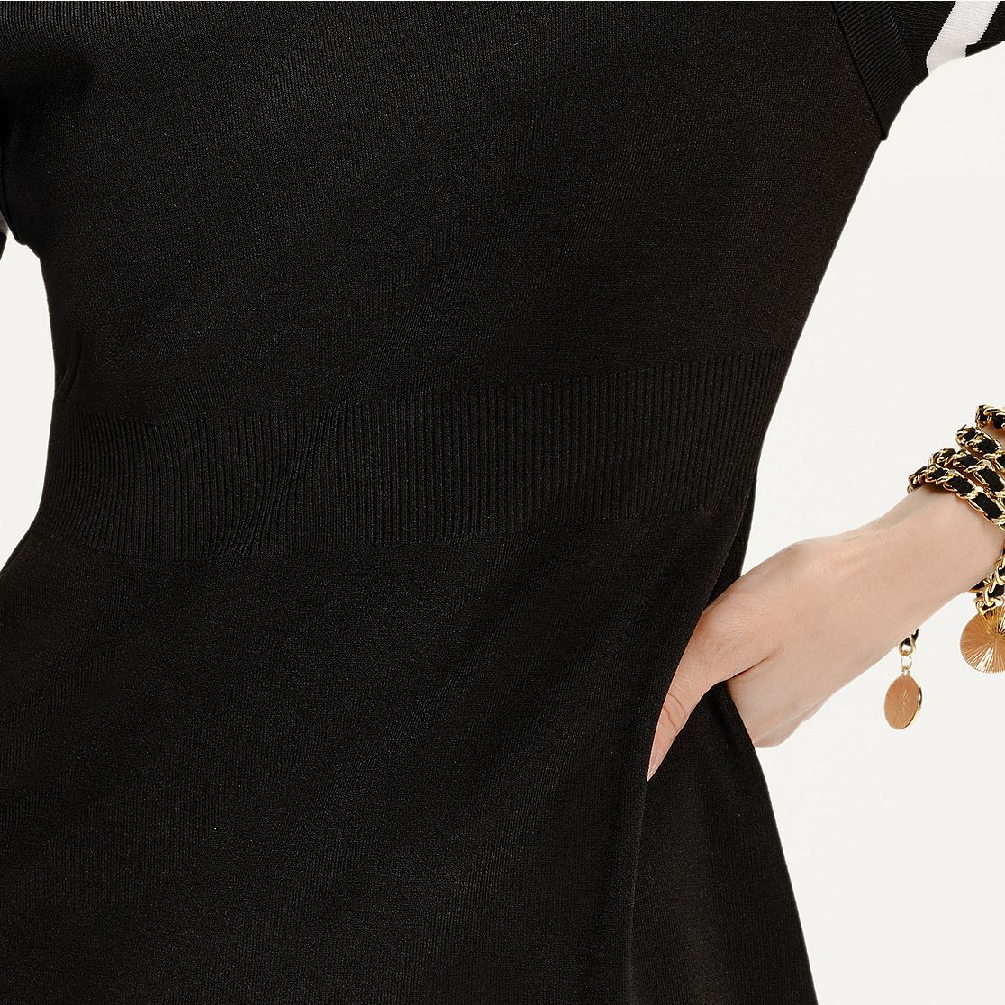 (Women) KARL LAGERFELD SS24 Striped Colorblock Midi Dress Black ( Short Sleeve). E42W1348 圖 6