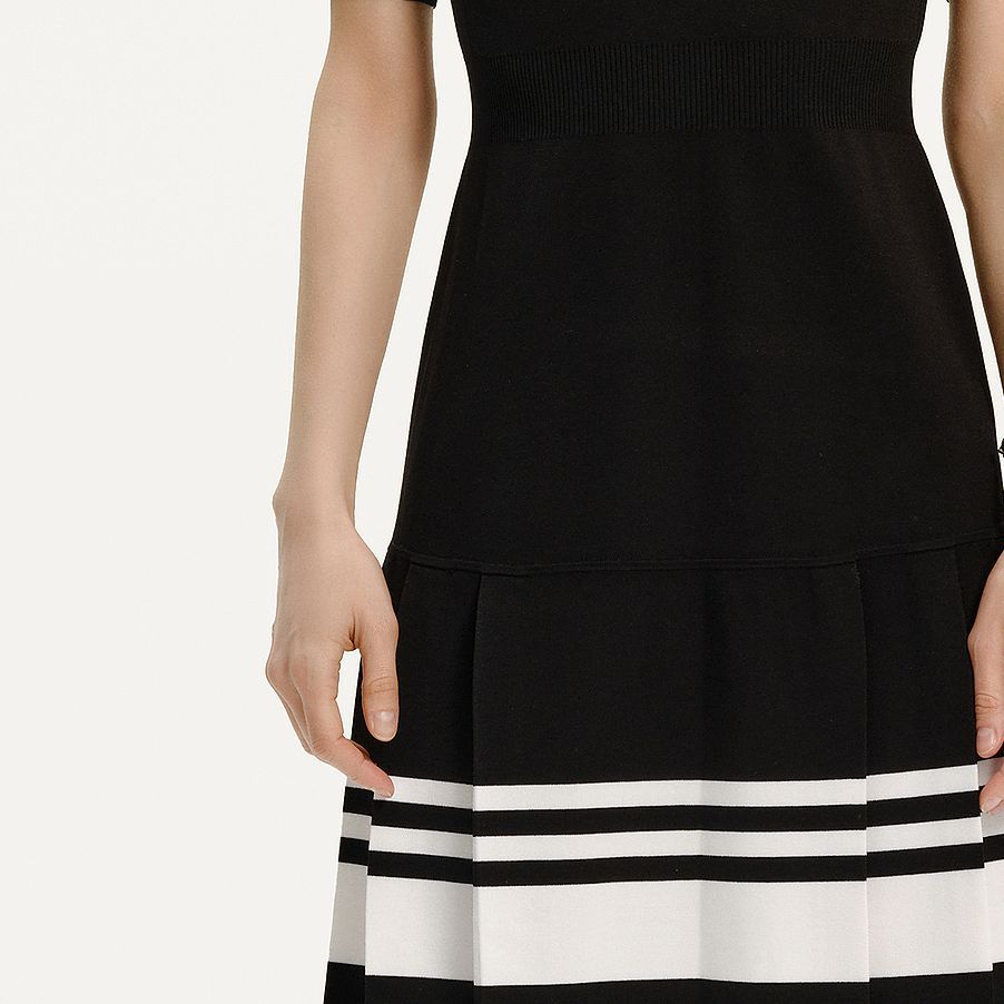 (Women) KARL LAGERFELD SS24 Striped Colorblock Midi Dress Black ( Short Sleeve). E42W1348 圖 7