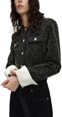 (Women) KARL LAGERFELD SS24 Tweed Rhinestone Short Button-Up Jacket Women Black 241L1441 Details for (Women) KARL LAGERFELD SS24 Tweed Rhinestone Short Button-Up Jacket Women Black 241L1441