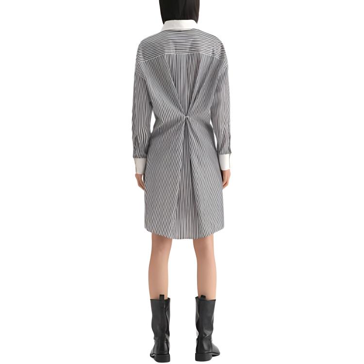 Shop (Women) KARL LAGERFELD Striped Waist Belt A-Line Long Sleeve Dress Women Multicolor 236L13E4