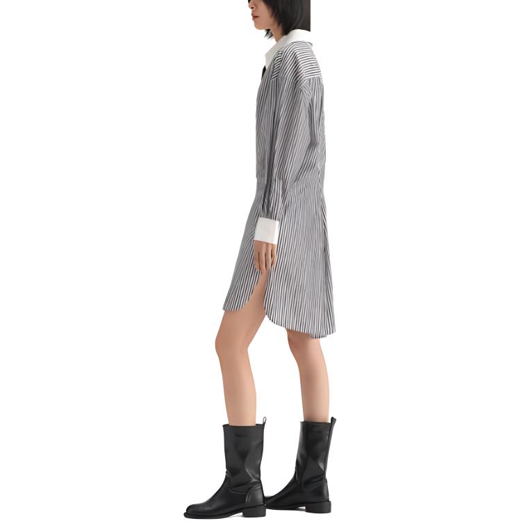 Purchase (Women) KARL LAGERFELD Striped Waist Belt A-Line Long Sleeve Dress Women Multicolor 236L13E4