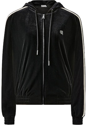 (W) KARL LAGERFELD 條紋拉鍊連帽外套 女士黑色 236L1599 Buy (W) KARL LAGERFELD 條紋拉鍊連帽外套 女士黑色 236L1599