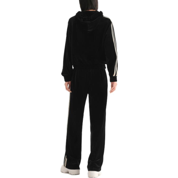 Shop (W) KARL LAGERFELD 條紋拉鍊連帽外套 女士黑色 236L1599