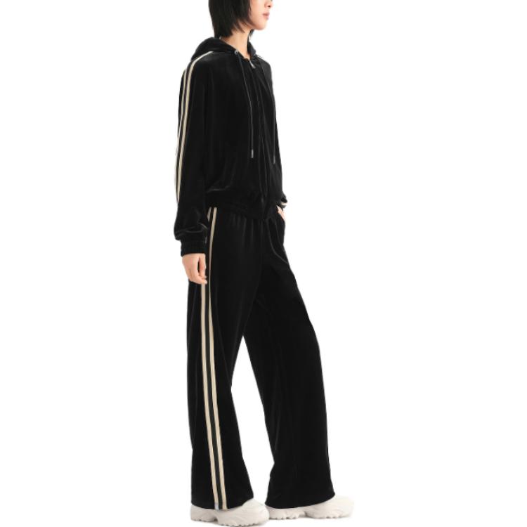 Purchase (W) KARL LAGERFELD 條紋拉鍊連帽外套 女士黑色 236L1599