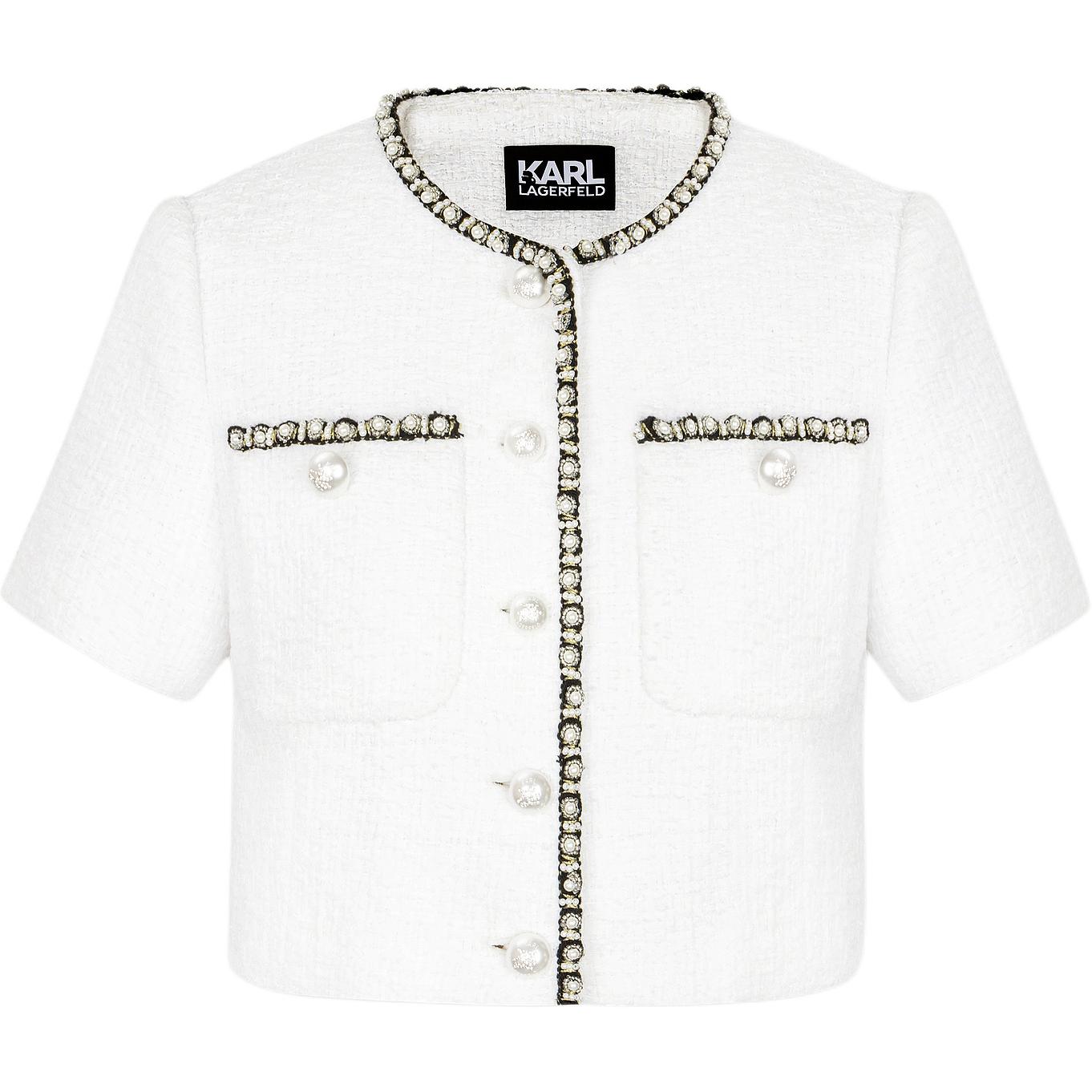 (Women) Karl Lagerfeld Tweed Short Jacket White SS24 E41W1511