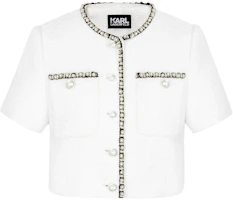 (Women) Karl Lagerfeld Tweed Short Jacket White SS24 E41W1511 (Women) Karl Lagerfeld Tweed Short Jacket White SS24 E41W1511