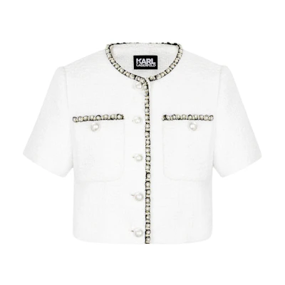 (Women) Karl Lagerfeld Tweed Short Jacket White SS24 E41W1511