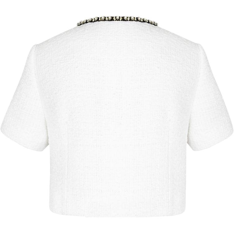 Lookbook (W) 卡尔拉格斐 白色2024春夏粗花呢短夹克 E41W1511