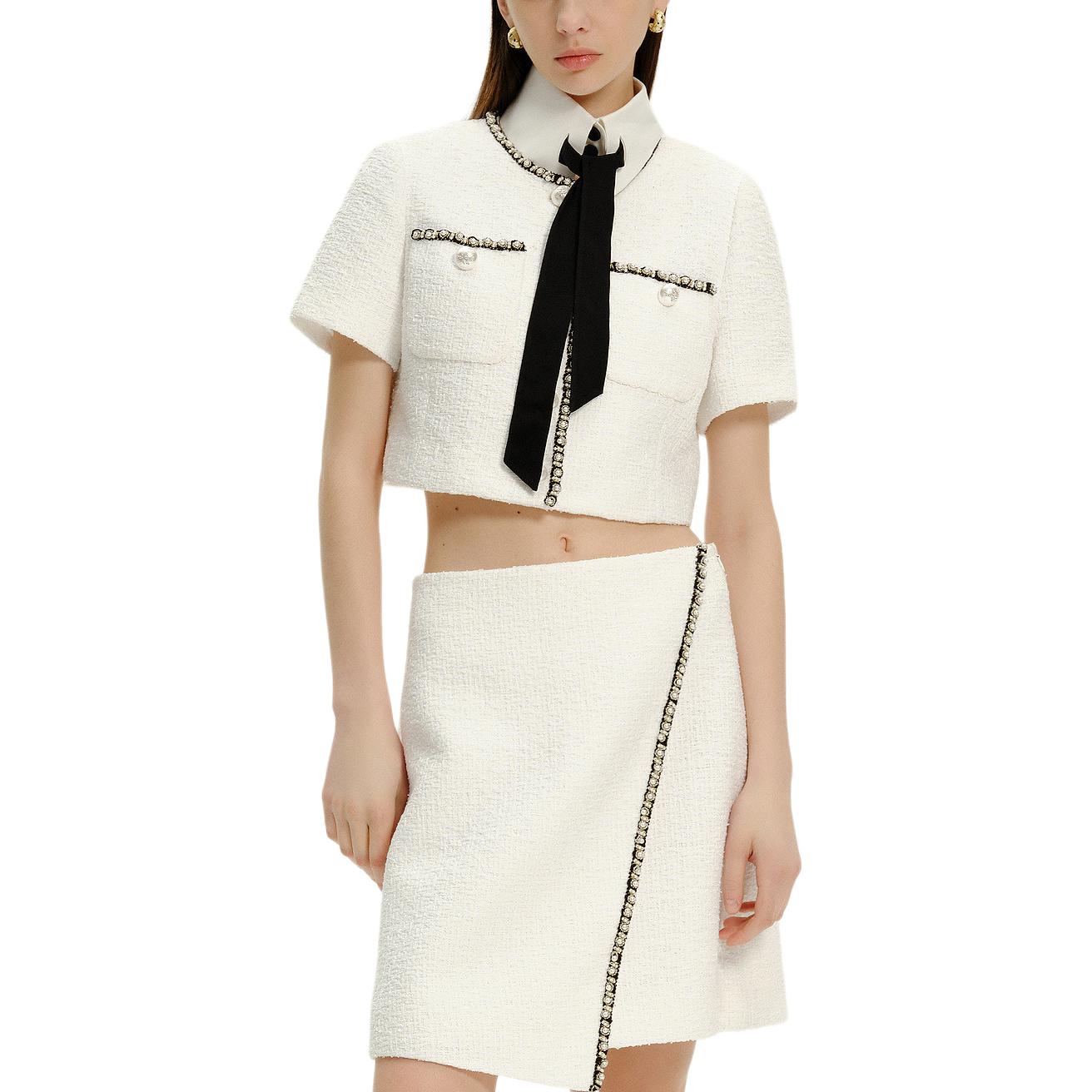 Shop (W) 卡尔拉格斐 白色2024春夏粗花呢短夹克 E41W1511