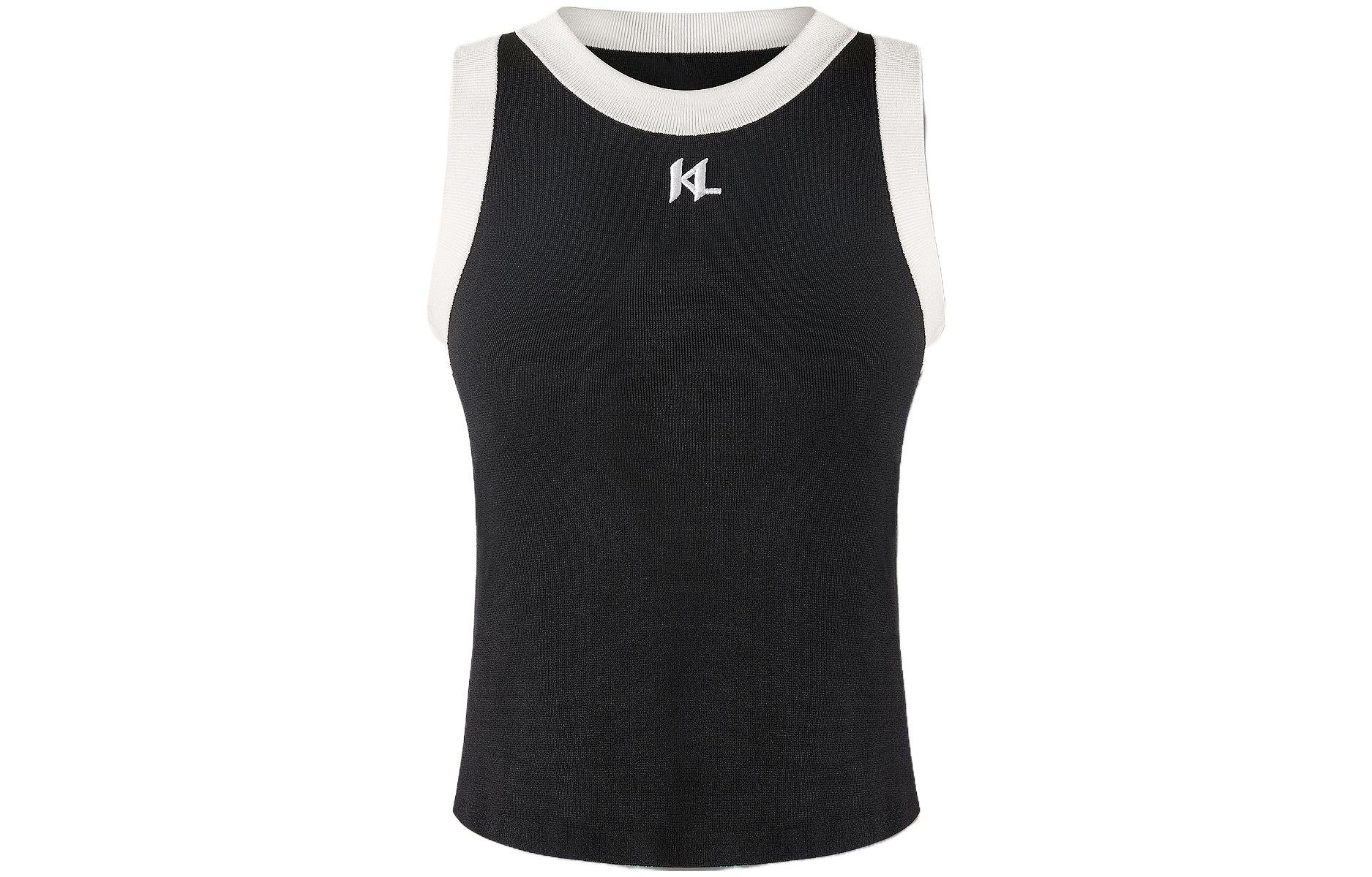 (Women) Karl Lagerfeld Urban Street Style Sleeveless Black Tank Top. 236L17E6