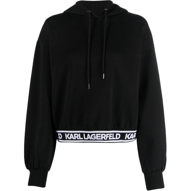 (Women) Karl Lagerfeld Urban Streetwear Drawstring Logo Hoodie Black 230W1807999